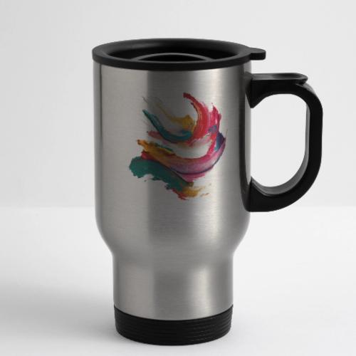 Colorful brushstrokes - 14 oz Travel Mug with Handle