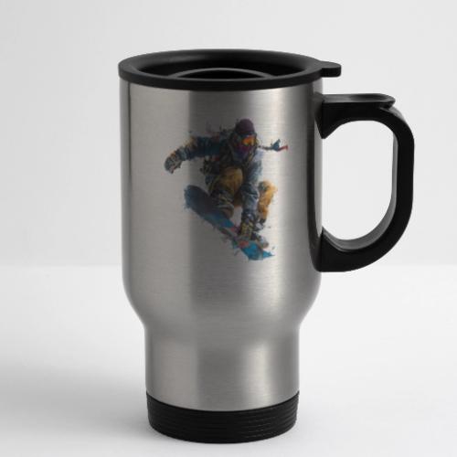 Snowboarding: Splash of Speed - 14 oz Travel Mug with Handle
