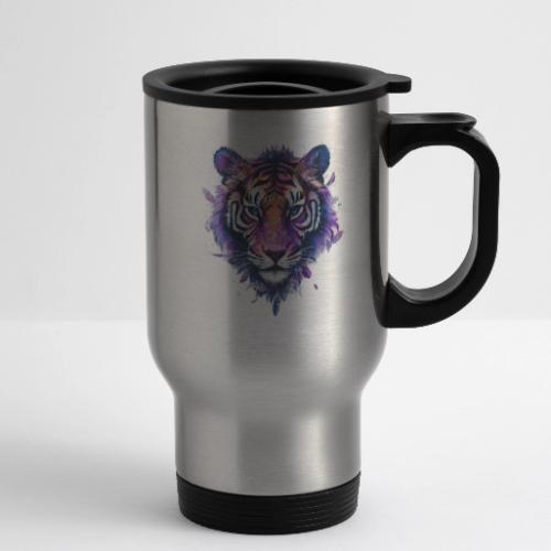 Mystic Violet Tiger - 14 oz Travel Mug with Handle