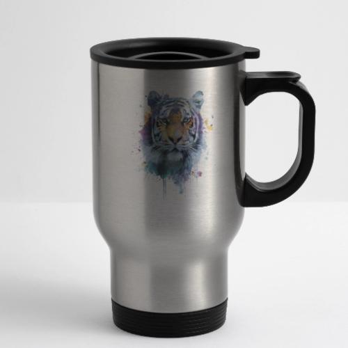 Splash-Art Tiger Face - 14 oz Travel Mug with Handle