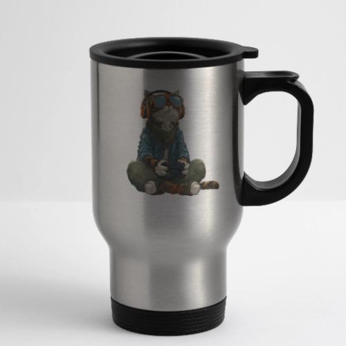 Cat: Purrfect Player - 14 oz Travel Mug with Handle