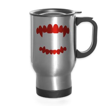 Vampire - 14 oz Travel Mug with Handle - silver - Front