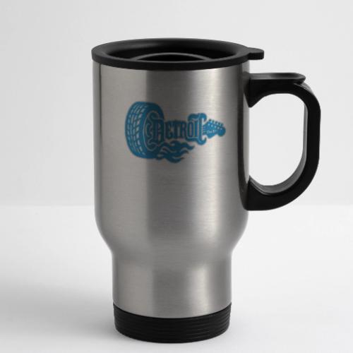 The D® - Detroit Wheel Guitar with Flames Bl Slvr - 14 oz Travel Mug with Handle