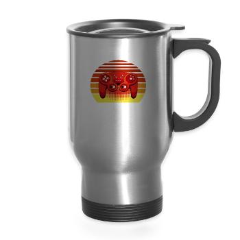 Level 46 Unlocked 46 Birthday 46 Years Old - 14 oz Travel Mug with Handle - silver - Front