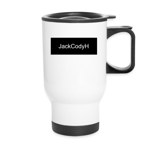 JackCodyH black design - 14 oz Travel Mug with Handle