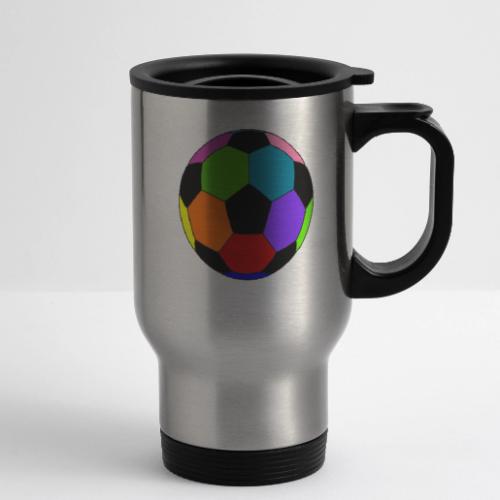 Multi-colored soccer ball - 14 oz Travel Mug with Handle