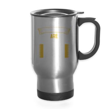 Legends Are 69 Years Old, Birthday 69 - 14 oz Travel Mug with Handle - silver - Front