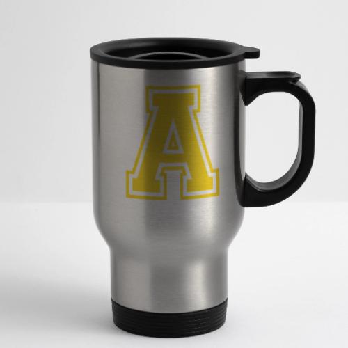 Letter A – Capital Athletic Alphabet Monogram - 14 oz Travel Mug with Handle
