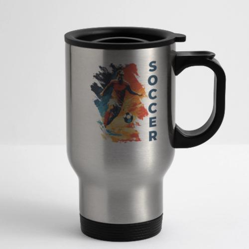 Soccer Action Pulse - 14 oz Travel Mug with Handle