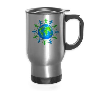 We are the world - 14 oz Travel Mug with Handle - silver - Front