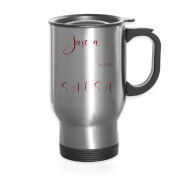 Salsa Lover Ballroom Salsa For Women Dancing - 14 oz Travel Mug with Handle - silver - Front