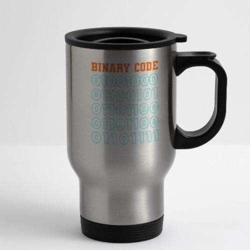 Say Hello in Binary code - 14 oz Travel Mug with Handle