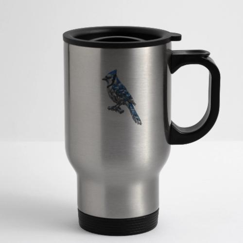 Silver Blue Jay on Perch + Flight Stages 2-print - 14 oz Travel Mug with Handle