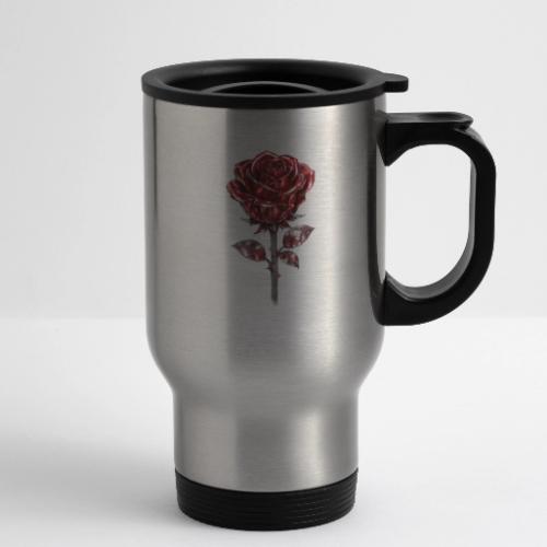 2 Set - Silver and Gold Roses - 14 oz Travel Mug with Handle