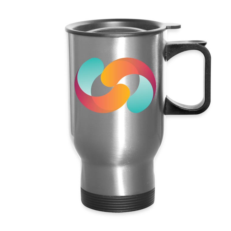 DSRF Icon Plus Logo - Black - Travel Mug with Handle