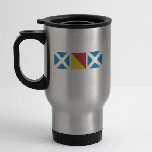 MOM - Nautical flags - 14 oz Travel Mug with Handle