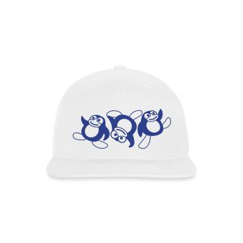 Three Breakdancing Penguins Dancing Party DJ Music - Snapback Baseball Cap - white - Front