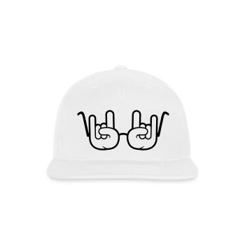 Funny Heavy Metal Sunglasses Horns Hand Gesture - Snapback Baseball Cap - white - Front