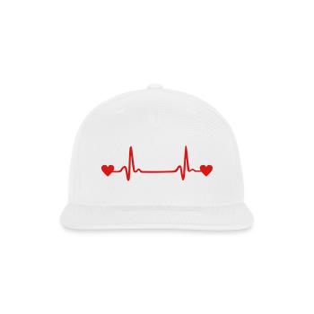 Heartbeat, EKG, ECG, Heart - Snapback Baseball Cap - white - Front