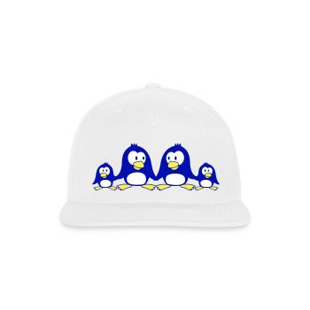 Penguin Family Two Kids Mom Dad Cute Together Crew - Snapback Baseball Cap - white - Front