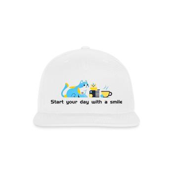 Blue Cat Café Morning - Snapback Baseball Cap - white - Front