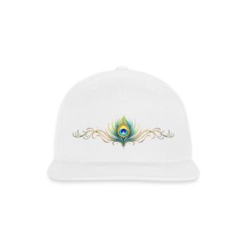 Peacock Feather Ornament Boho Symmetrical - Snapback Baseball Cap - white - Front