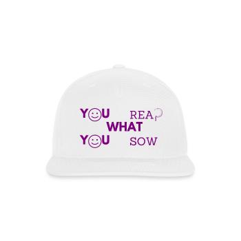 You Reap What You Sow Purple - Snapback Baseball Cap - white - Front
