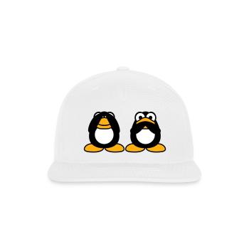 2 Penguins No Talk See Nothing Mute Blind Friends - Snapback Baseball Cap - white - Front