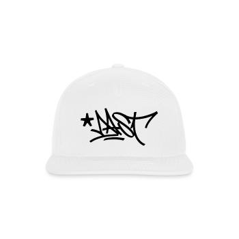 Silhouette of the urban graffiti tag "DAST".  - Snapback Baseball Cap - white - Front