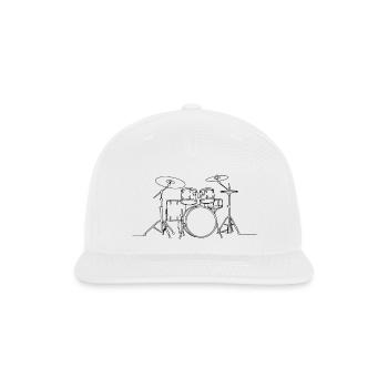 One-line drum kit tee - Snapback Baseball Cap - white - Front