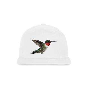Ruby Throated Hummingbird in Flight - Snapback Baseball Cap - white - Front