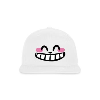 Big Smiling Cat Face - Snapback Baseball Cap - white - Front