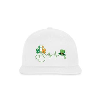 Stethoscope Shamrock Heartbeat - Snapback Baseball Cap - white - Front