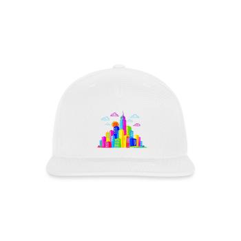 Neon City Skyline Rainbow - Snapback Baseball Cap - white - Front