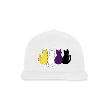 Non Binary Pride – Yellow White Purple Black Cats - Snapback Baseball Cap - white - Front
