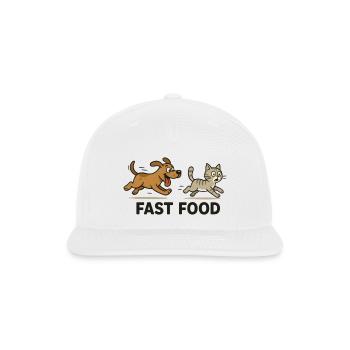 Playful Dogs and Cat Fast Food Illustration - Snapback Baseball Cap - white - Front