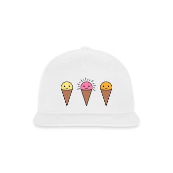 Triple Ice Cream Smiles - Snapback Baseball Cap - white - Front