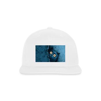 Blue Peek Cat - Snapback Baseball Cap - white - Front