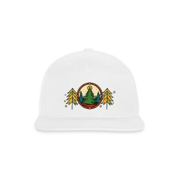 Forest Circle Night Sky Retro - Snapback Baseball Cap - white - Front