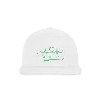 CUTE NURSE LIFE HEARTBEAT STETHOSCOPE MEDICAL GIFT - Snapback Baseball Cap - white - Front