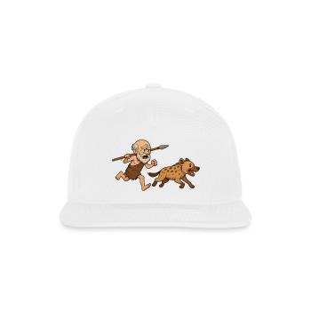 Primitive Hunter with Spear and Hyena - Snapback Baseball Cap - white - Front