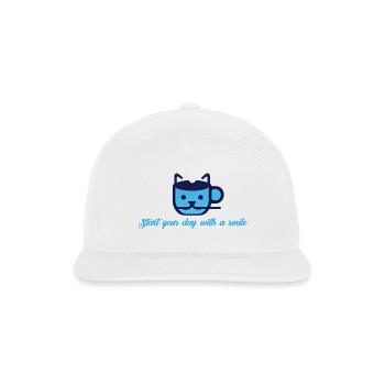 Blue Cat Morning Smile - Snapback Baseball Cap - white - Front