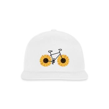Whimsical Bicycle with Sunflower Wheels - Snapback Baseball Cap - white - Front
