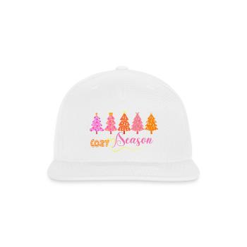 Cozy Season Christmas Trees Graphic - Snapback Baseball Cap - white - Front