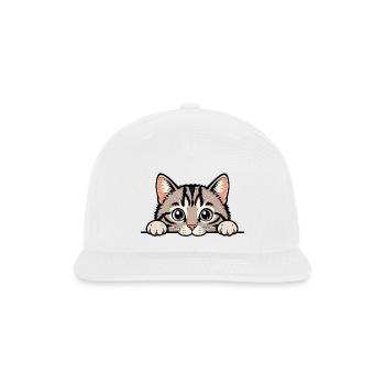 Cute Peekaboo Cat - Snapback Baseball Cap - white - Front