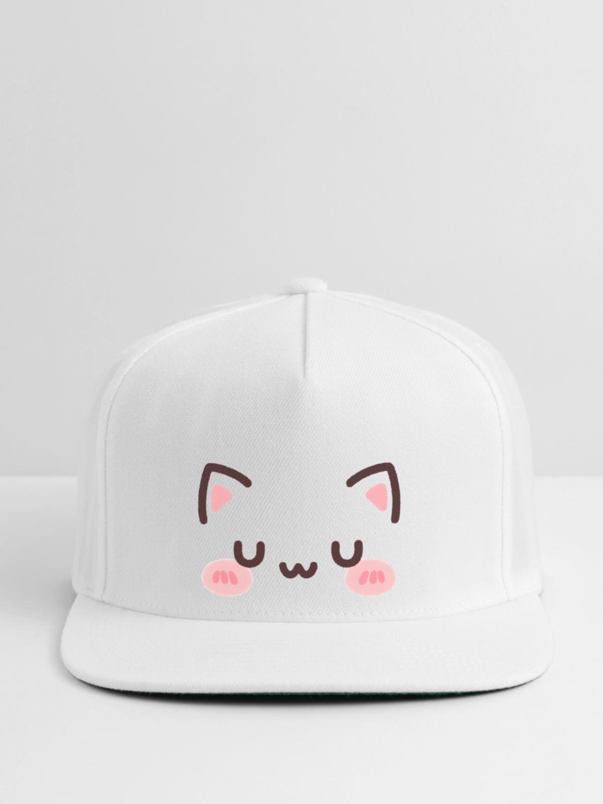 Cat Uwu Face - Snapback Baseball Cap - white - Front