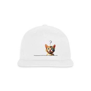 Cute cat, Cat mom, Cat lover, Geo cat, lonely cat - Snapback Baseball Cap - white - Front