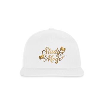 study mode with golden coffee beans.  - Snapback Baseball Cap - white - Front