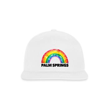 Palm Springs Pride Rainbow Script LGBTQ Gay Travel - Snapback Baseball Cap - white - Front