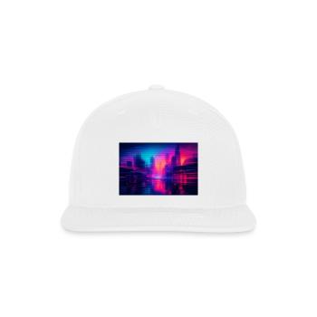 Cyberpunk Glitch Cityscape Art - Snapback Baseball Cap - white - Front
